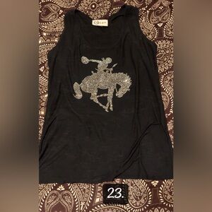 Rhinestone bucking bronco tank L&B size XL